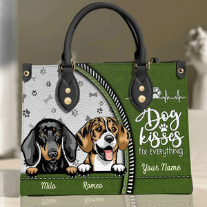 Dog Kisses Fix Everything - Personalized Leather Handbag - Gift for Dog Lovers, Dog Dad, Dog Mom | CLP13 NH96