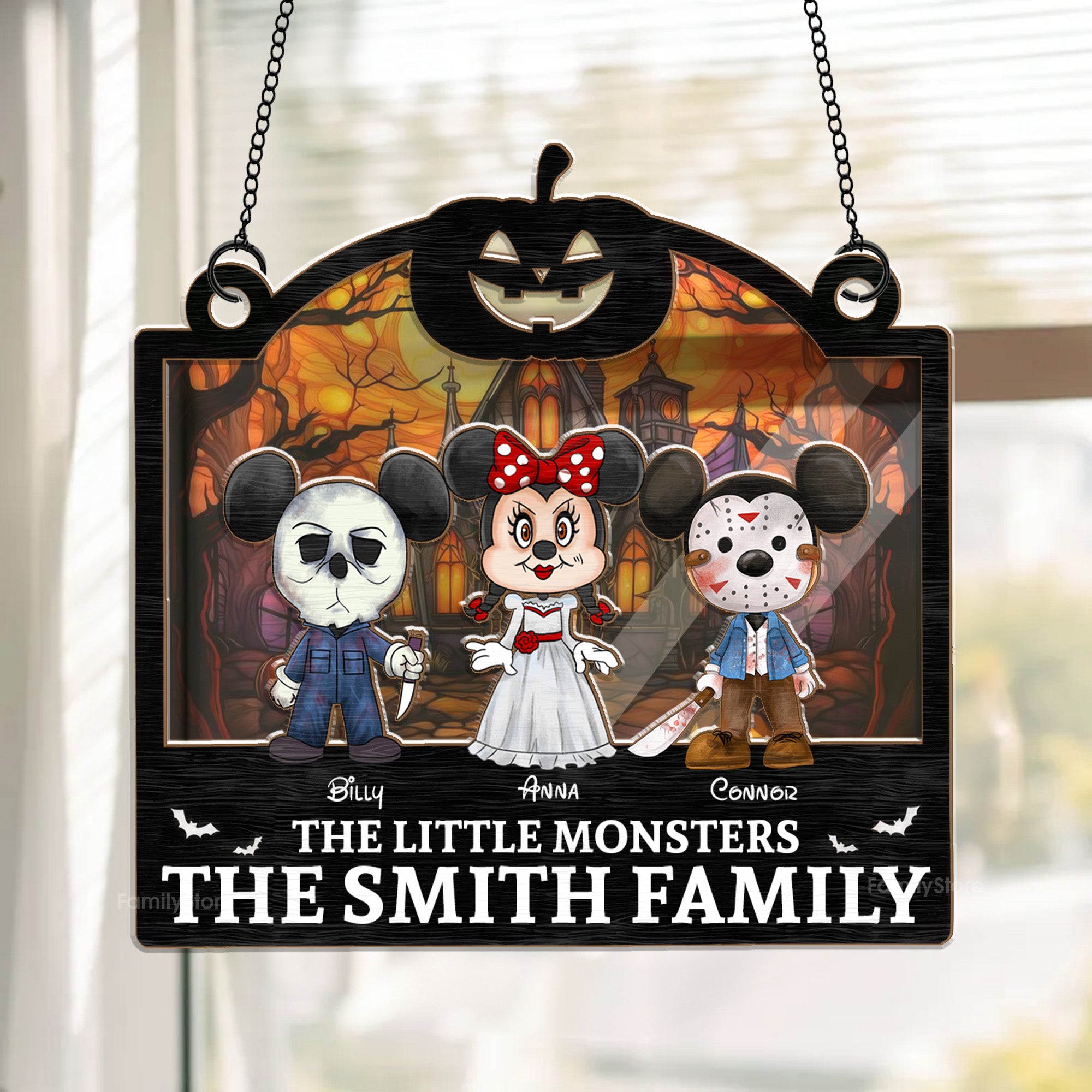 The Little Monsters Of The Family - Gift For Family, Kids, Mom, Dad - Personalized Window Hanging Suncatcher Ornament - CL15 NA94