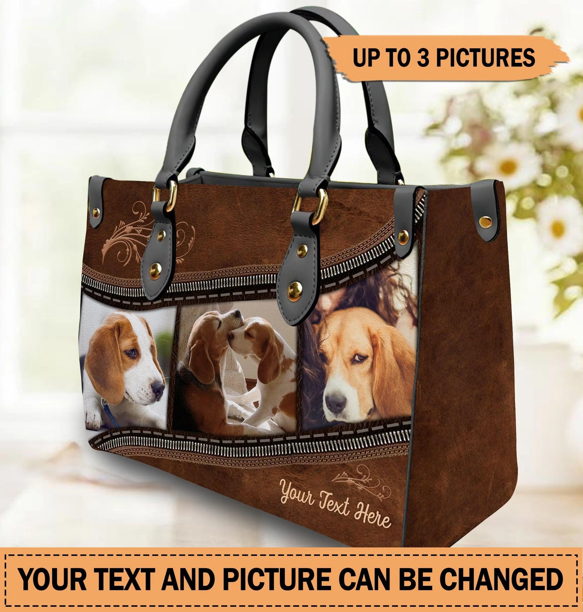 Custom Pet Photo - Personalized Leather Handbag - Gift for Dog Lovers, Dog Dad, Dog Mom | Custom Photo NH96