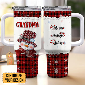 Grandma Snowman Christmas - Personalized 40OZ Tumbler - Christmas Gift For Grandma - PT