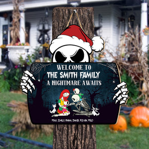 Welcome To Our Family A Nightmare Await - Personalized Shaped Wood Sign - CL14 NA94