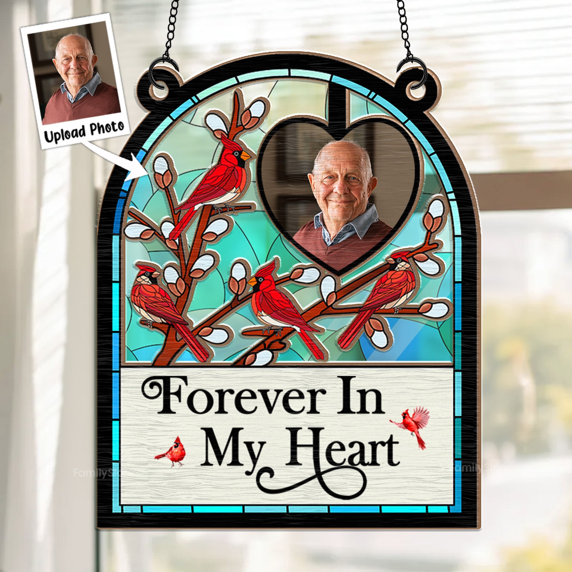 I'm Always With You Memorial Bird - Memorial Gift - Personalized Window Hanging Suncatcher Ornament - NA94