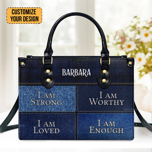 I Am Worthy - Thoughtful Gift For Christians - Personalized Leather Handbag With Handle - AT4080913