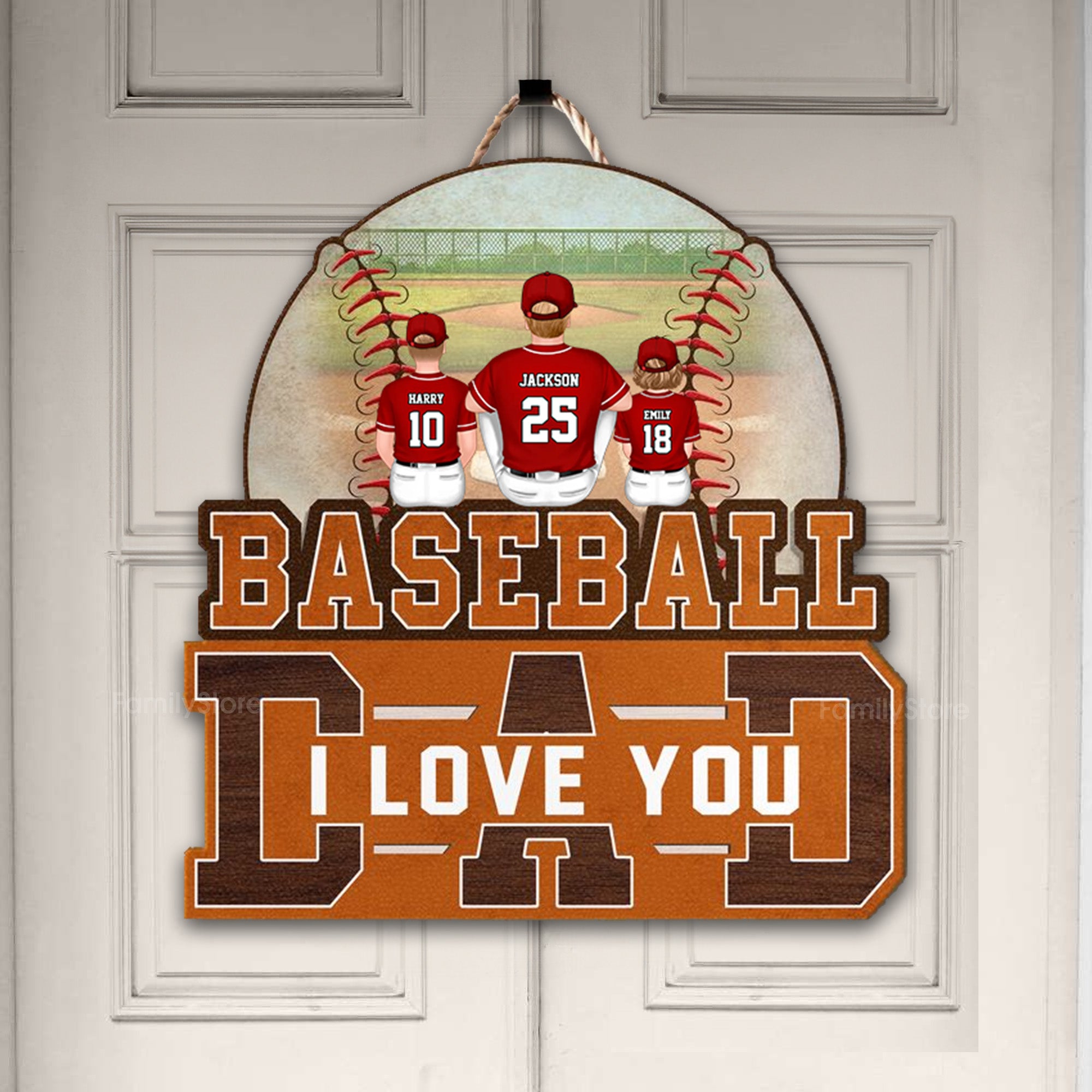 Baseball Dad We Love You - Gift For Dad, Baseball Lovers - Personalize Custom Shaped Wood Sign - SPCL01 NA94