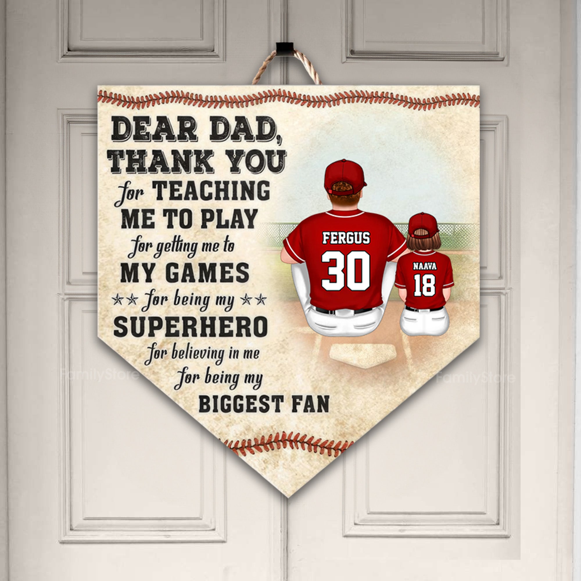 Dear Thank You For Teaching Me To Play, For Believing In Me - Gift For Dad, Baseball Lovers - Personalized Custom Shaped Wood Sign - SPCL01 NA94