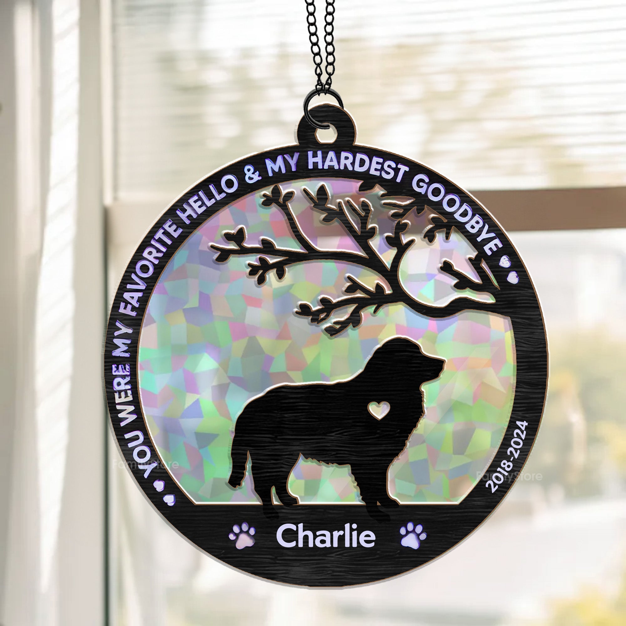 Dogs And Angels Are Not Very Far Apart - Memorial Personalized Window Hanging Suncatcher - Sympathy Gift For Pet Owners, Pet Lovers - CLP05 NA94