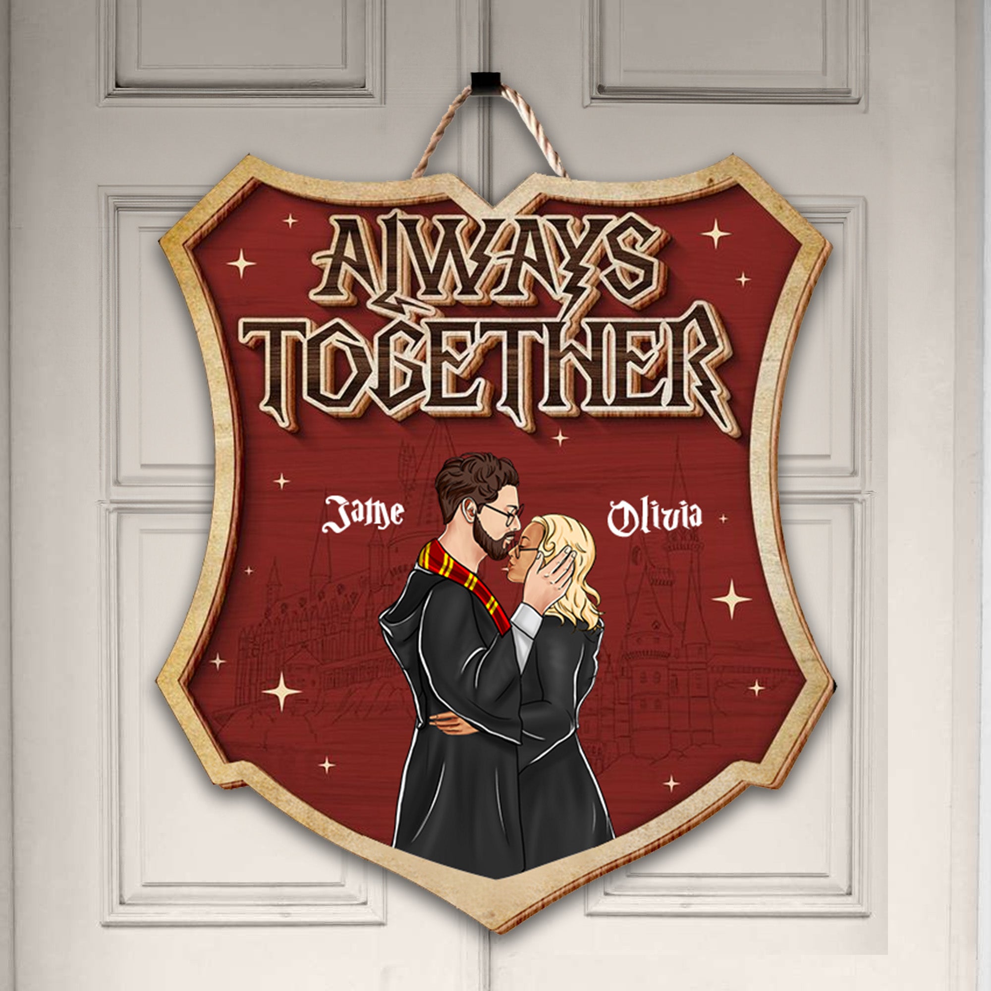 Wizard Couple Always Together - Gift For Couple - Personalized Custom Shaped Wood Sign - CL20 NH96