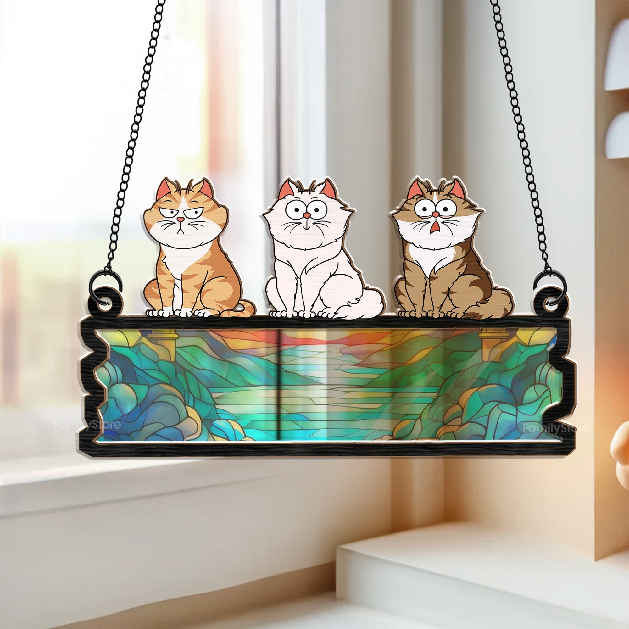 Meow Cats Are Watching You - Funny Gift For Cat Lovers - Personalized Window Hanging Suncatcher Ornament - CLP02 NA94