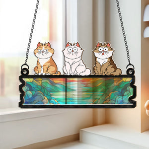 Meow Cats Are Watching You - Funny Gift For Cat Lovers - Personalized Window Hanging Suncatcher Ornament - CLP02 NA94