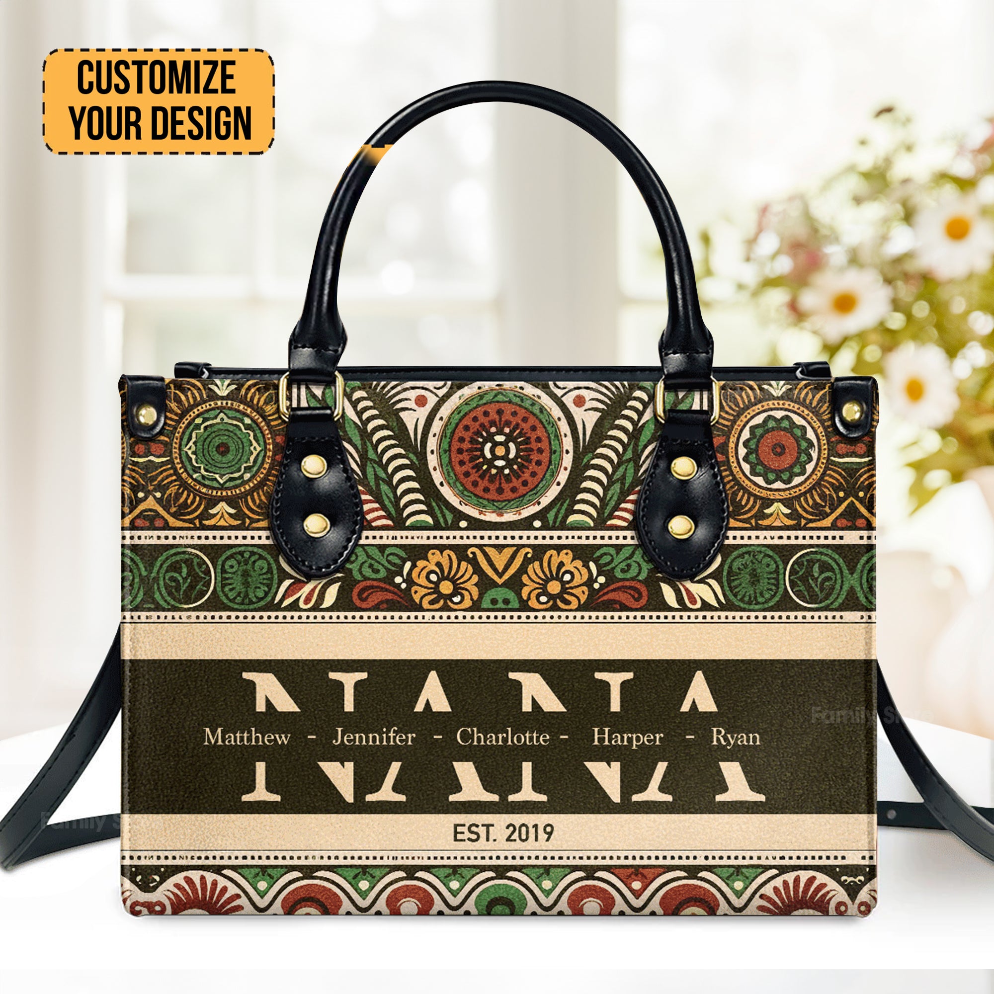 Mom/Nana Est - Thoughtful Gift For Grandma - Personalized Leather Handbag With Handle - AT4081341