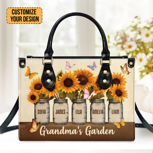 Grandma's Garden - Thoughtful Gift For Grandma - Personalized Leather Handbag With Handle - AT4080809