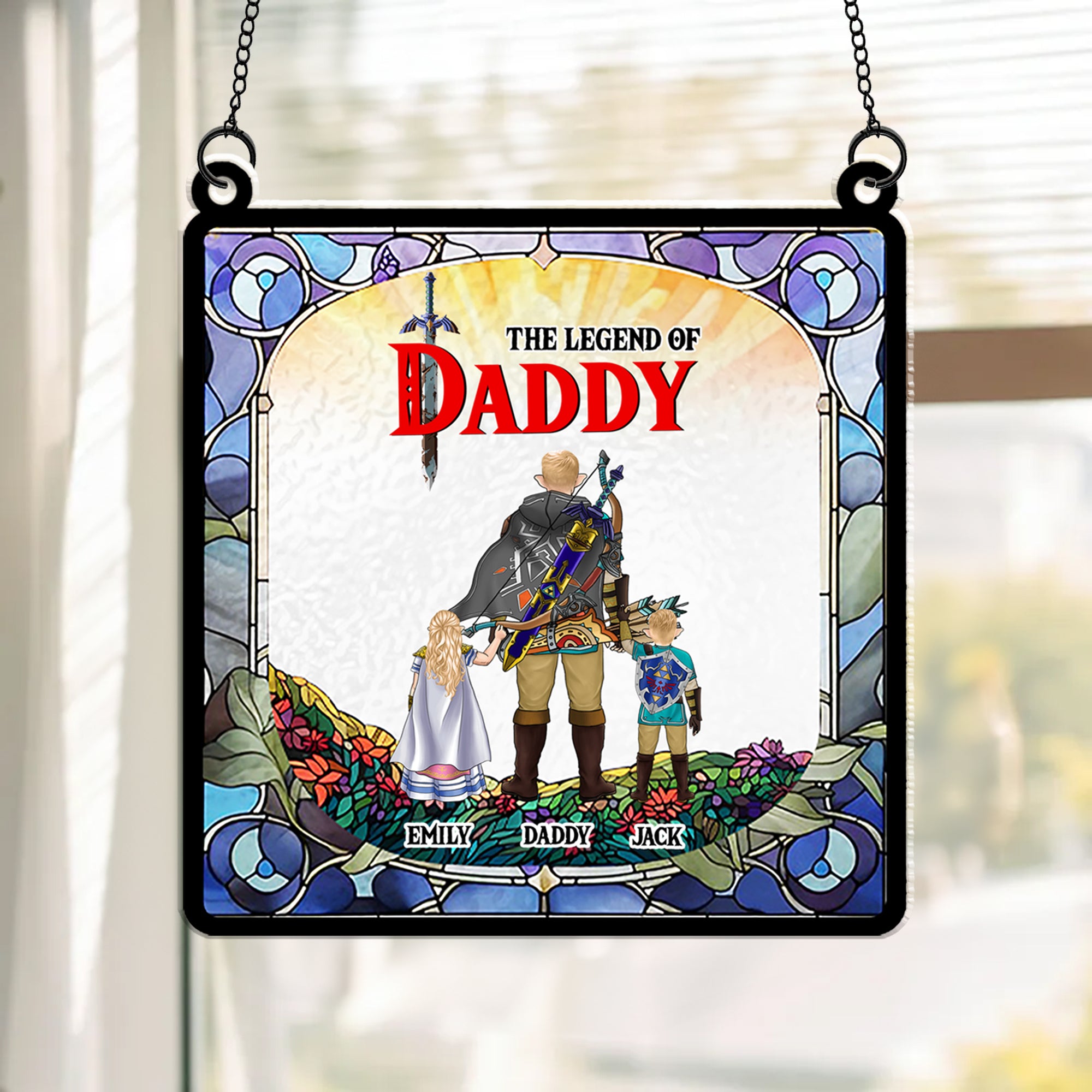 Zelda The Legend Of Dad - Gift For Dad - Personalized Window Hanging Suncatcher Ornament - CL07 NH96