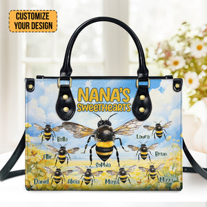 Nana's Sweethearts Bees - Beautiful Personalized Leather Handbag - AT4081348