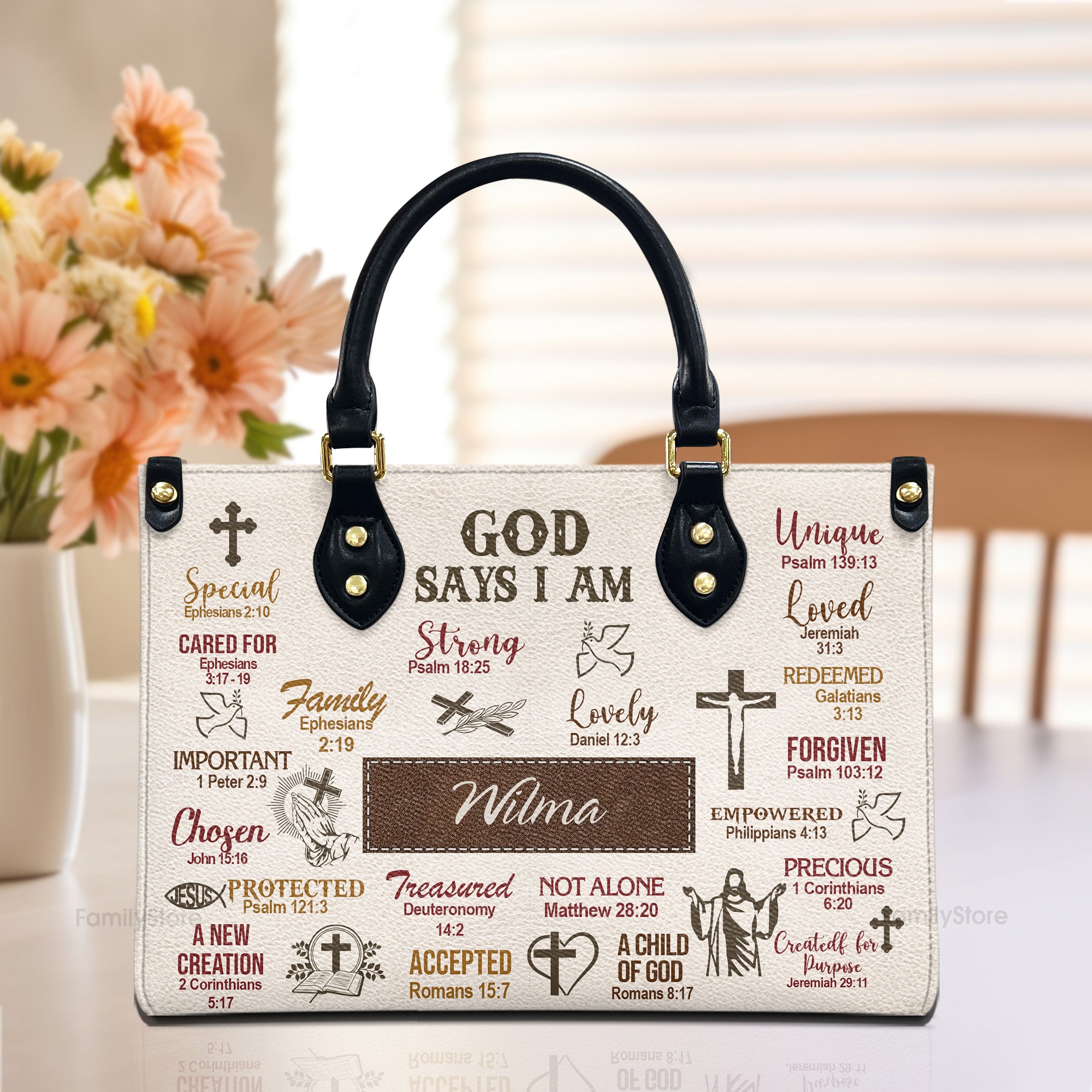 What God Says About You - Scripture Gifts For Women Of God - Personalized Leather Handbag With Handle - AT4080603