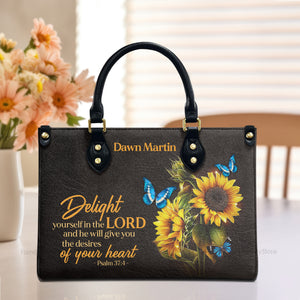 Delight Yourself In The Lord - Thoughtful Gift For Christians - Personalized Leather Handbag With Handle - AT4080737