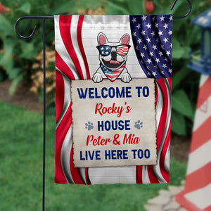 Happy 4th July Welcome To The House We Live Here - Personalized Flag