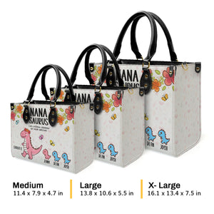 Nanasaurus More Awsome Grandma - Unique Personalized Leather Handbag - AT4081349