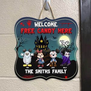 Welcome Free Candy Here Horror Halloween - Personalized Shaped Wood Sign - CL15 NA94