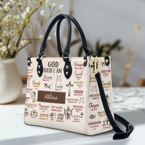 What God Says About You - Scripture Gifts For Women Of God - Personalized Leather Handbag With Handle - AT4080603