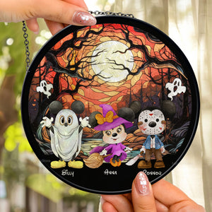 Happy Halloween Little Monsters - Gift For Family -Personalized Stained Glass Window Hanging Suncatcher - CL15 NA94