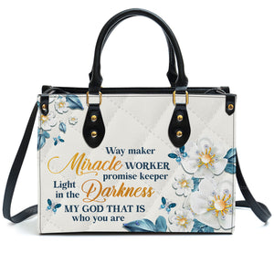 Way Maker And Miracle Worker - Personalized Leather Handbag With Handle - AT4080601