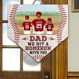 Dad We Hit A Homerun With You - Gift For Family, Baseball Lovers - Personalized Custom Shaped Wood Sign - SPCL01 NA94