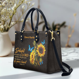 Delight Yourself In The Lord - Thoughtful Gift For Christians - Personalized Leather Handbag With Handle - AT4080737