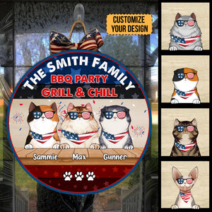 Welcome To The Family 4th Of July BBG Party Grill & Chill - Gift For Pet Lovers - Personalized Wood Sign - CL12 NA94