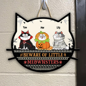 Beware Of Little Meownsters - Personalized Custom Shaped Wood Sign - CLP01 NH96