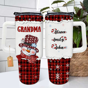 Grandma Snowman Christmas - Personalized 40OZ Tumbler - Christmas Gift For Grandma - PT