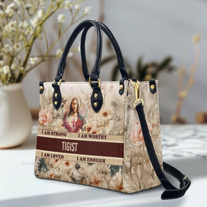 I Am Enough - Thoughtful Gift For Christians - Personalized Leather Handbag With Handle - AT4081205