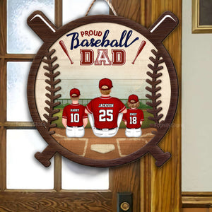 Proud Of You Daddy - Gift For Dad, Baseball Lovers - Personalized Custom Shaped Wood Sign - SPCL01 NA94