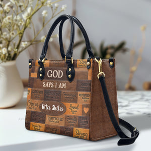 God Says I Am - Personalized Leather Handbag With Handle - AT4080902