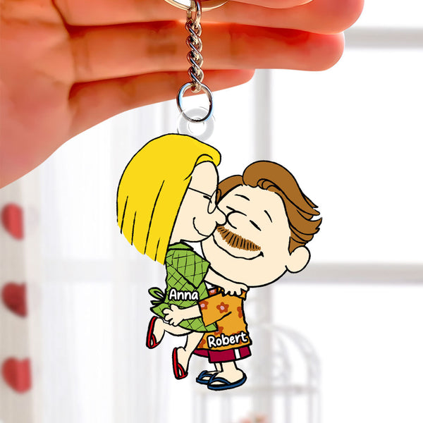 Peanut Couple Hug - Personalized Keychain - Gift For Couple, Husband Wife | GR8 NH96