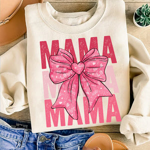 Bundle Valentine Mama Coquette Bow - Personalized Sweatshirt With Design On Sleeve - Gift For Grandma, Mom, Wife | Custom Sleeve NH96