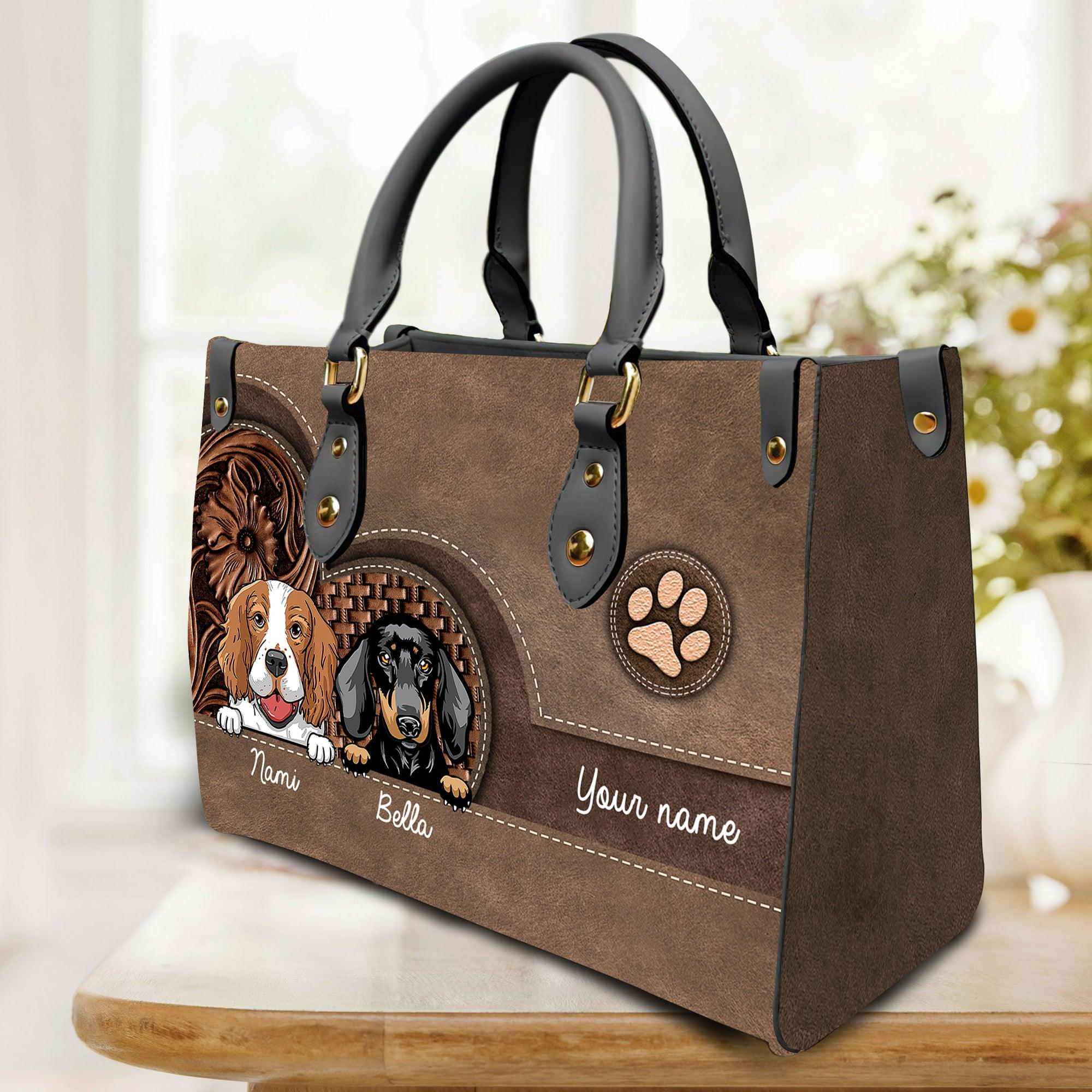 We Love You Mom - Personalized Leather Handbag - Gift for Dog Lovers, Dog Dad, Dog Mom | CLP13 NH96