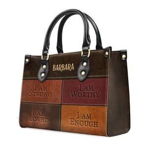 I Am Strong - Thoughtful Gift For Christians - Personalized Leather Handbag With Handle - AT4080912