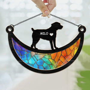 Dog On The Moon - Memorial Gift For Dog Lovers - Personalized Window Hanging Suncatcher Ornament - CLP05 NA94