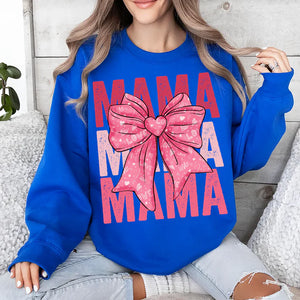 Bundle Valentine Mama Coquette Bow - Personalized Sweatshirt With Design On Sleeve - Gift For Grandma, Mom, Wife | Custom Sleeve NH96