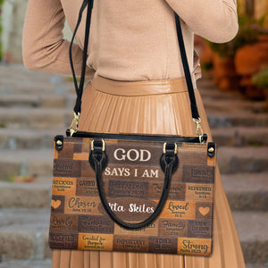 God Says I Am - Personalized Leather Handbag With Handle - AT4080902