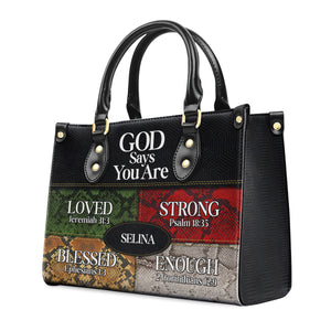 God Says I Am - Thoughtful Gift For Christians - Personalized Leather Handbag With Handle - AT4080964