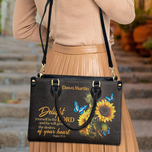 Delight Yourself In The Lord - Thoughtful Gift For Christians - Personalized Leather Handbag With Handle - AT4080737