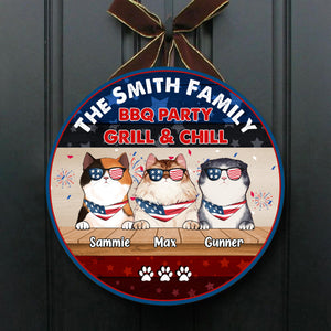 Welcome To The Family 4th Of July BBG Party Grill & Chill - Gift For Pet Lovers - Personalized Wood Sign - CL12 NA94