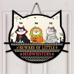 Beware Of Little Meownsters - Personalized Custom Shaped Wood Sign - CLP01 NH96