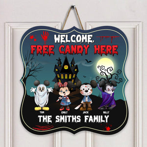 Welcome Free Candy Here Horror Halloween - Personalized Shaped Wood Sign - CL15 NA94