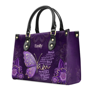 Brave Amazing Intelligent Resourceful Tenacious Mighty Important Bold Successful Courage - Unique Personalized Leather Handbag - AT4080960