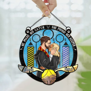 Harry Potter He Made His Catch, She Found Her Keeper - Gift for Couples - Window Suncatcher Ornament - CL20 NH96