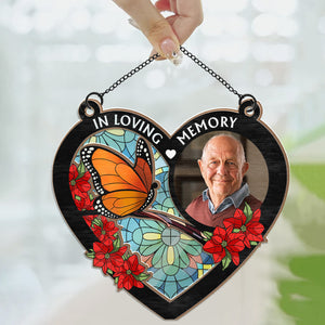 Custom Photo I'm Always With You Memorial Heart - Personalized Window Hanging Suncatcher Ornament - Custom photo PT