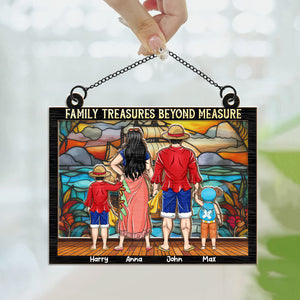 Pirate Family Family Treasures Beyond Measure  One Piece - Personalized Window Suncatcher Ornament - Gift Christmas For Family Memmber, Gift For Mom, Gift for Dad - CL11 NH96