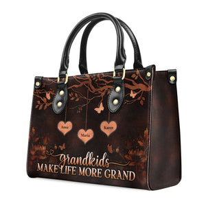 Grandkids Make Life More Grand - Unique Personalized Leather Handbag - AT4080808